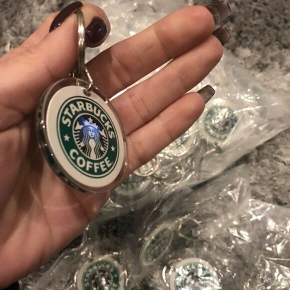 Starbucks Original Logo Keychain Lucite Pendant Fob Coffee Key Ring Vintage - Picture 7 of 9